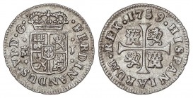 SPANISH MONARCHY: FERDINAND VI
Ferdinand VI
1/2 Real. 1759. MADRID. J. 1,41 grs. La fecha más escasa de esta serie de 1/2 Real de Madrid. (Rayitas e...