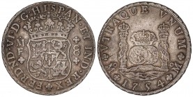 SPANISH MONARCHY: FERDINAND VI
Ferdinand VI
8 Reales. 1754. MÉXICO. M.F. 26,70 grs. AR. Columnario. Pátina . Cal-333. MBC+.