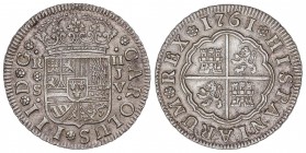 SPANISH MONARCHY: CHARLES III
Charles III
2 Reales. 1761. SEVILLA. J.V. 5,7 grs. (Levísimo golpecito en el canto a las doce). Cal-1435. EBC-.