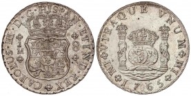 SPANISH MONARCHY: CHARLES III
Charles III
8 Reales. 1765. LIMA. J.M. 26,88 grs. Columnario. Punto sobre las dos L de ceca. MAGNÍFICO EJEMPLAR. Brill...