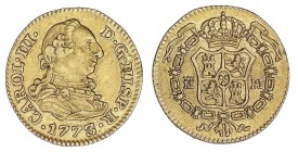 SPANISH MONARCHY: CHARLES III
Charles III
1/2 Escudo. 1773/2. MADRID. P.J. 1,77 grs. Cal-767 var. sobrefecha. EBC-.