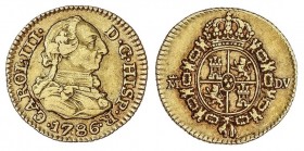 SPANISH MONARCHY: CHARLES III
Charles III
1/2 Escudo. 1786. MADRID. D.V. 1,71 grs. Cal-778. MBC.