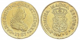 SPANISH MONARCHY: CHARLES III
Charles III
2 Escudos. 1767. POPAYÁN. J. 6,66 grs. Busto de Fernando VI. ESCASA. Cal-497. MBC/MBC+.