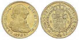 SPANISH MONARCHY: CHARLES III
Charles III
2 Escudos. 1781/0. POPAYÁN. S.F. 6,70 grs. (Leves rayitas). Cal-511 var. sobrefecha. (MBC+).