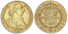 SPANISH MONARCHY: CHARLES III
Charles III
4 Escudos. 1780/79. MADRID. P.J. 13,28 grs. (Probablemente ha estado en aro). Cal-304. (MBC+).