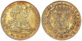 SPANISH MONARCHY: CHARLES III
Charles III
8 Escudos. 1786. MADRID. D.V. 26,83 grs. (Hoja saltada en leyenda del reverso). Pátina. RARA. Cal-66 ; XC-...