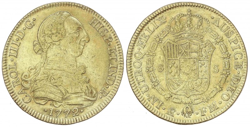 SPANISH MONARCHY: CHARLES III
Charles III
8 Escudos. 1772. MÉXICO. F.M. 26,89 ...