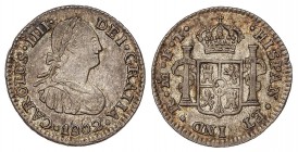 SPANISH MONARCHY: CHARLES IV
Charles IV
1/2 Real. 1802. MÉXICO. F.T. 1,69 grs. Bonita pátina. Cal-1297. EBC+.