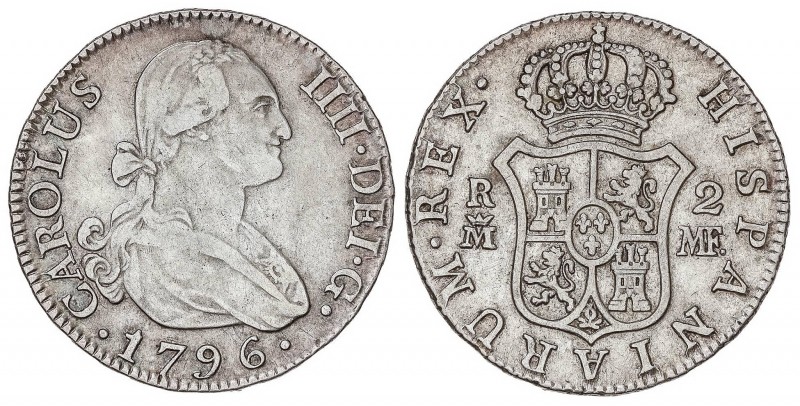 SPANISH MONARCHY: CHARLES IV
Charles IV
2 Reales. 1796. MADRID. M.F. 5,93 grs....