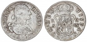 SPANISH MONARCHY: CHARLES IV
Charles IV
2 Reales. 1802. SEVILLA. C.N. 5,62 grs. RARA. Cal-1066. BC+/MBC-.