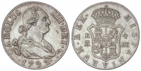 SPANISH MONARCHY: CHARLES IV
Charles IV
4 Reales. 1792. MADRID. M.F. 13 grs. (Rayitas). ESCASA. Cal-825. MBC+/MBC.