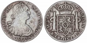 SPANISH MONARCHY: CHARLES IV
Charles IV
8 Reales. 1804. LIMA. J.P. 27,35 grs. (Rayitas). Cal-661. MBC.