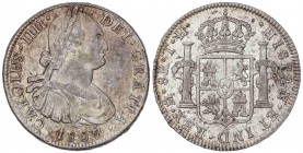 SPANISH MONARCHY: CHARLES IV
Charles IV
8 Reales. 1807. MÉXICO. T.H. 26,92 grs. Pátina. Restos de brillo original. Cal-707. EBC/EBC-.