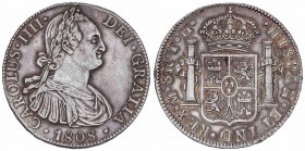 SPANISH MONARCHY: CHARLES IV
Charles IV
8 Reales. 1808. MÉXICO. T.H. 26,90 grs. Pátina. Cal-709. MBC+.