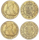 SPANISH MONARCHY: CHARLES IV
Charles IV
Lote 2 monedas 1 Escudo. 1798 y 1801. MADRID. 1798 M.F. (Cal-497) (rayas de ajuste en anverso y 1801 F.A. (C...