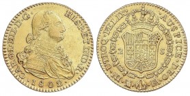SPANISH MONARCHY: CHARLES IV
Charles IV
2 Escudos. 1802/1. MADRID. F.A. 6,79 grs. Cal-344 var. sobrefecha. MBC+/EBC-.