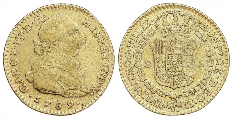 SPANISH MONARCHY: CHARLES IV
Charles IV
2 Escudos. 1789. NUEVO REINO. J.J. 6,6...