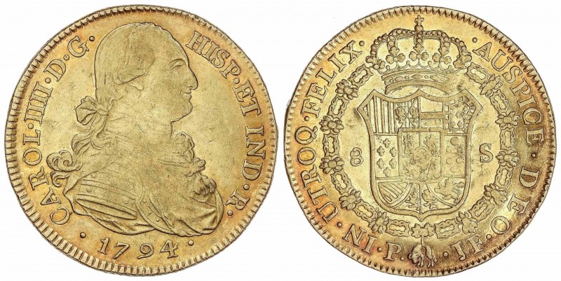 SPANISH MONARCHY: CHARLES IV
Charles IV
8 Escudos. 1794. POPAYÁN. J.F. 26,95 g...