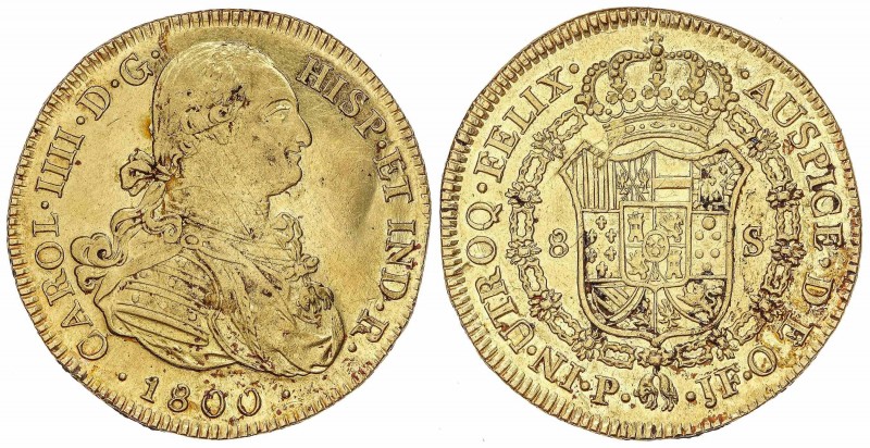 SPANISH MONARCHY: CHARLES IV
Charles IV
8 Escudos. 1800. POPAYÁN. J.F. 27 grs....