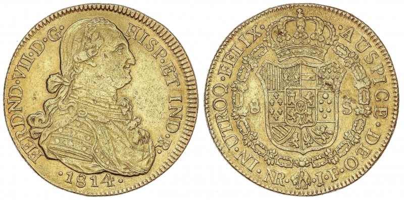 SPANISH MONARCHY: FERDINAND VII
Ferdinand VII
8 Escudos. 1814. NUEVO REINO. J....