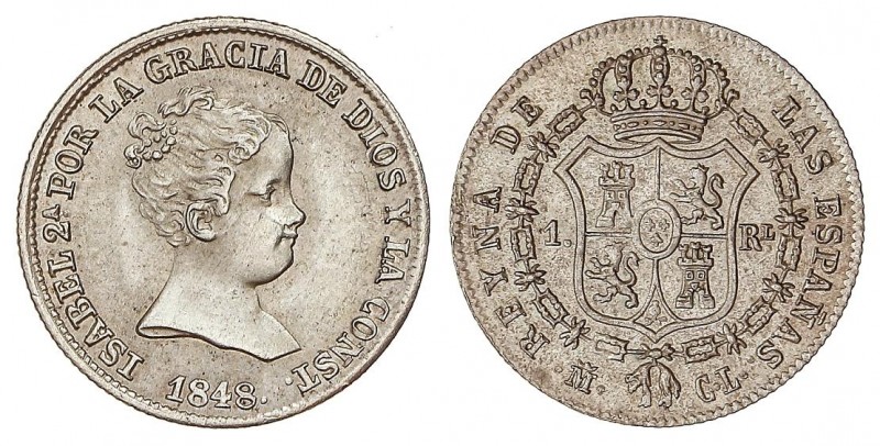 SPANISH MONARCHY: ELISABETH II
Elisabeth II
1 Real. 1848. MADRID. C.L. 1,29 gr...