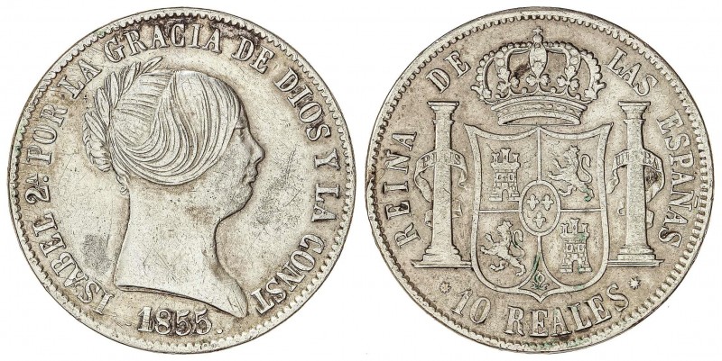 SPANISH MONARCHY: ELISABETH II
Elisabeth II
10 Reales. 1855. BARCELONA. 12,80 ...