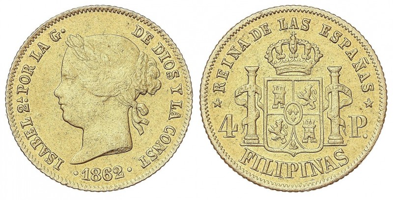 SPANISH MONARCHY: ELISABETH II
Elisabeth II
4 Pesos. 1862. MANILA. 6,71 grs. (...