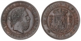 PESETA SYSTEM: CHARLES VII Pretender
10 Céntimos. 1875. BRUSELAS. Anverso y reverso coincidentes. Tipo medalla. EBC-.