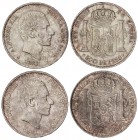 PESETA SYSTEM: ALFONSO XII
Lote 2 monedas 50 Centavos de Peso. 1881 y 1882. MANILA. Pátina. A EXAMINAR. EBC-.