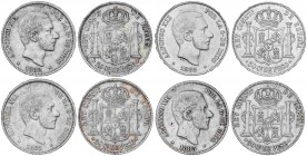 PESETA SYSTEM: ALFONSO XII
Lote 4 monedas 50 Centavos de Peso. 1881, 1882, 1883 y 1885. MANILA. A EXAMINAR. MBC- a EBC.
