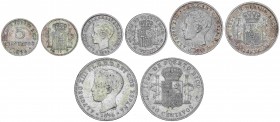 PESETA SYSTEM: ALFONSO XIII
Lote 4 monedas 5, 10, 20 y 40 Centavos de Peso. 1895 y 1896. PUERTO RICO. P.G.-V. A EXAMINAR. MBC- a MBC.