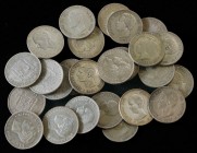 PESETA SYSTEM: LOTS
Lote 25 monedas 5 Pesetas. 1870 a 1899. GOBIERNO PROVISIONAL a ALFONSO XIII. AR. Todas diferentes. Calidad media-baja. Varias est...