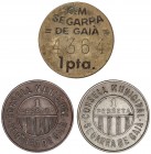 PESETA SYSTEM: LOCAL ISSUES OF THE CIVIL WAR
Serie 3 monedas 1 Pesseta. C.M. de SEGARRA DE GAIÀ. ESCASA. Vti-L41, L42, L43. MBC+ a EBC-.