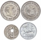 PESETA SYSTEM: ESTADO ESPAÑOL
Lote 9 monedas 10 (4), 50 Céntimos y 25 Pesetas (4). 1940 a 1957. Incluye: 10 Céntimos 1940, 1941 y 1953 (EBC+ a SC); 1...