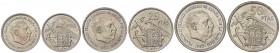 PESETA SYSTEM: ESTADO ESPAÑOL
Serie 3 monedas 5, 25 y 50 Pesetas. 1957 (*BA). I Exposición Iberoamericana de Numismática y Medallística. Barcelona 19...