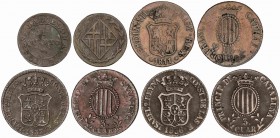 LOTS AND COLLECTIONS
Lote 4 monedas 1 y 3 Quartos (3). 1809, 1811, 1836 y 1837. JOSE NAPOLEÓN, FERNANDO VII e ISABEL II. BARCELONA. MBC a MBC+.