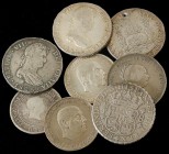 LOTS AND COLLECTIONS
Lote 8 monedas 8 (4), 10, 20 Reales y 100 Pesetas (2). 1750 a 1854. FERNANDO VI, CARLOS III, FERNANDO VII (3), ISABEL II y ESTAD...