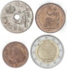 LOTS AND COLLECTIONS
Lote 13 monedas 1 Céntimo a 2 Euros. 1870 a 2009. I REPÚBLICA a JUAN CARLOS I. AE, Ni, Al y Bimetálica. Final de colección. Incl...