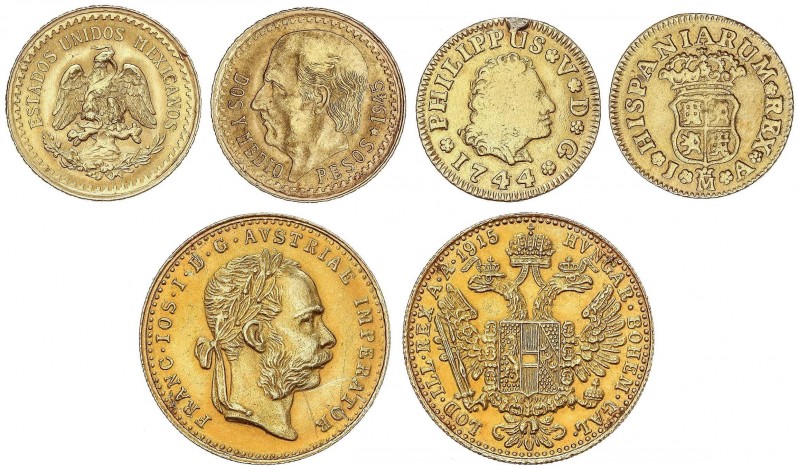 LOTS AND COLLECTIONS
Lote 3 monedas. 1744, 1915 y 1945. 1/2 Escudo 1744 Madrid ...