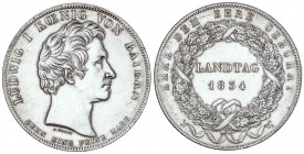 WORLD COINS: GERMAN STATES
German States
Thaler. 1834. LUIS I. BAVIERA. 27,81 grs. AR. Legislatura Provincial. (Limpiada). KM-765A. EBC-.