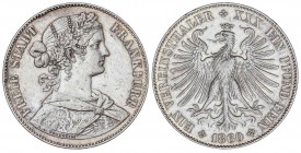 WORLD COINS: GERMAN STATES
German States
Thaler. 1860. FRANKFURT. 18,45 grs. AR. (Golpecitos en canto. Pequeñas rayitas). Restos de brillo original....