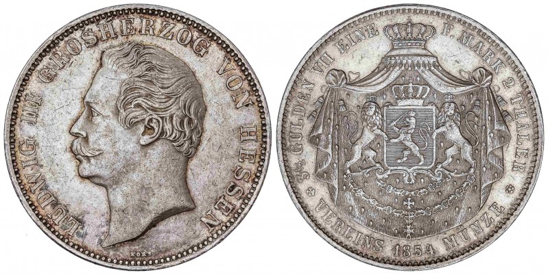 WORLD COINS: GERMAN STATES
German States
Doble Thaler. 1854. LUIS III. HESSEN....