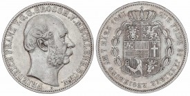 WORLD COINS: GERMAN STATES
German States
Thaler. 1867-A. FEDERICO FRANCISCO II. MECKLENBURG-SCHWERIN. 18,38 grs. AR. 25 aniversario de Reinado. (Ray...