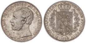 WORLD COINS: UNITED STATES
German States
Thaler. 1866-B. NICOLÁS FEDERICO PEDRO. OLDENBURG. 18,50 grs. AR. Brillo original. RARA ASÍ. KM-196. SC-.