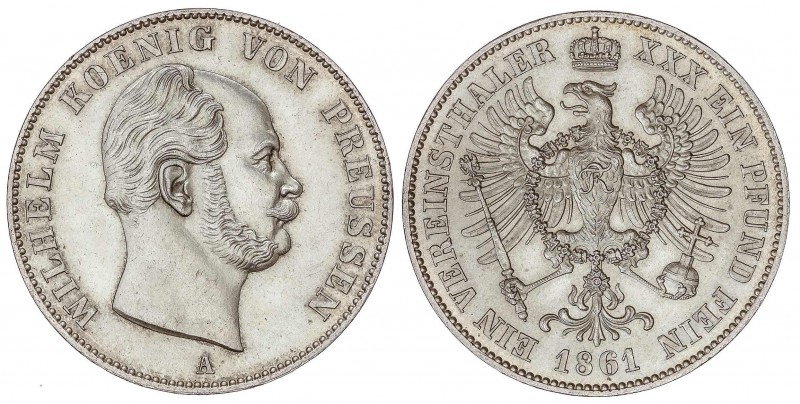WORLD COINS: GERMAN STATES
German States
Thaler. 1861-A. GUILLERMO I. PRUSIA. ...
