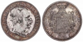 WORLD COINS: GERMAN STATES
German States
Thaler. 1858-F. ERNESTO I. SAJONIA-ALTENBURG. DRESDE. 18,47 grs. AR. Pátina oscura irregular en anverso. Br...