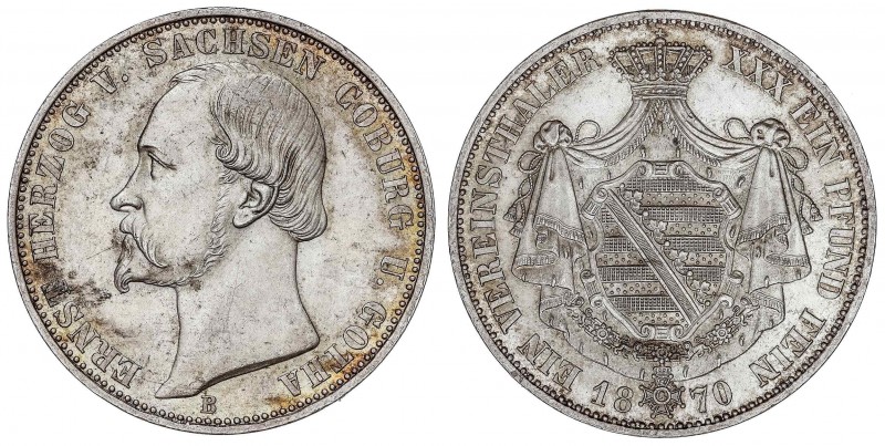 WORLD COINS: GERMAN STATES
German States
Thaler. 1870-B. ERNESTO II. SAXE-COBU...