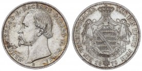 WORLD COINS: GERMAN STATES
German States
Thaler. 1870-B. ERNESTO II. SAXE-COBURG-GOTHA. 18,51 grs. AR. Pátina y brillo original. C-121; KM-130. SC-....