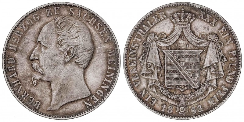 WORLD COINS: GERMAN STATES
German States
Thaler. 1862. BERNARDO II. SAXE-MEINI...