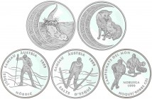 WORLD COINS: ANDORRA
Andorra
Lote 5 monedas 10 Diners. 1996 , 1997 y 1999. AR. Nutria, Zorro, Salto de esquí, Hockey sobre hielo y Esquí nórdico. En...
